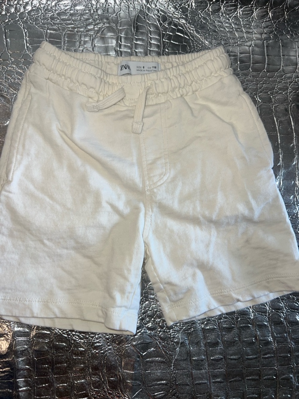 ZARA kids Cream Elastic-Waist Cotton Shorts
